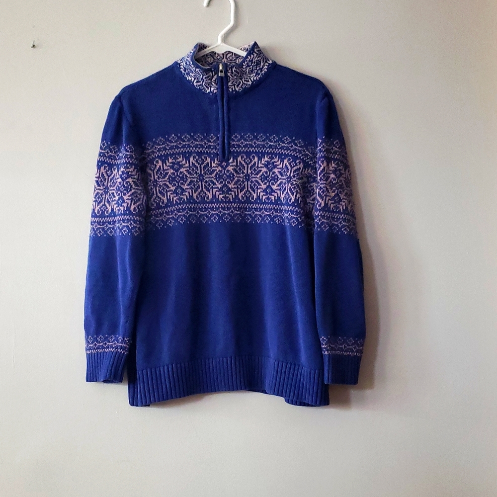 Blue Snowflake Design Sweater